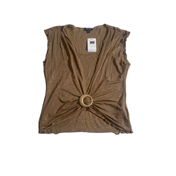 Vintage One West Brown Gold Top Large - Picture 3 of 8